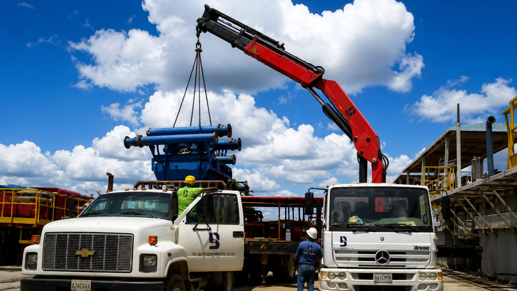 Crane and transportation in operation during works by B&P Ingeniería, C.A. — BYPICA